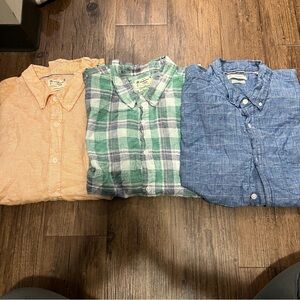 3 Weatherproof Vintage Mens Washable Linen Cotton Short Sleeve Shirts